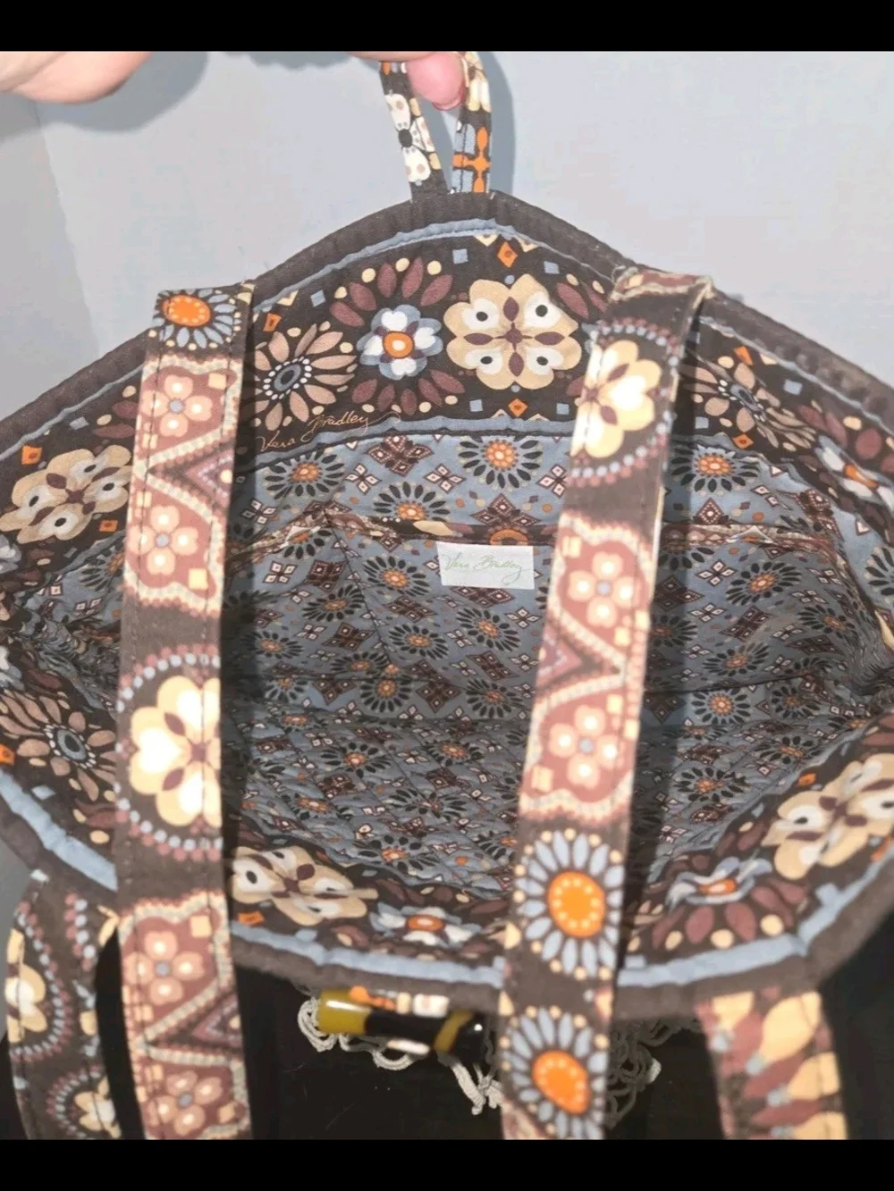 Quilted Floral Tote Bag Brown-Vera Bradley